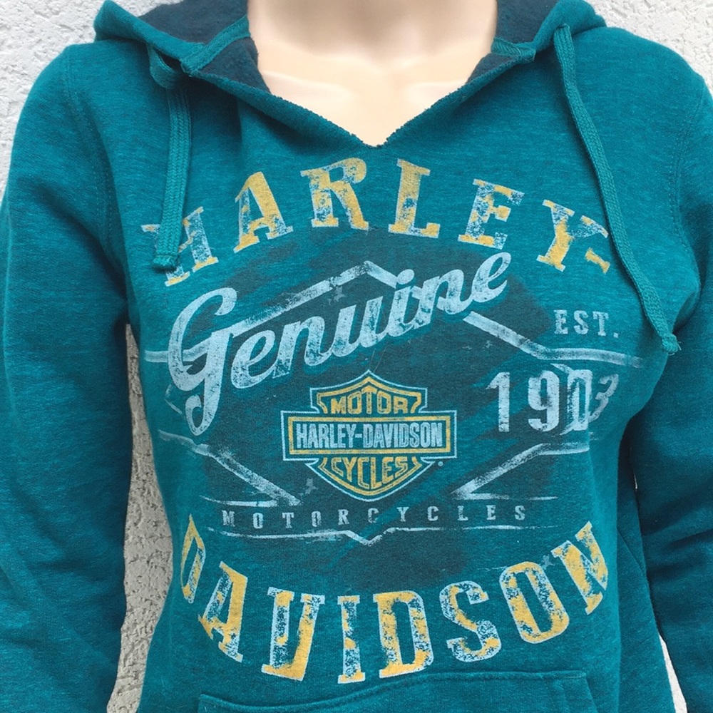 Harley Davidson hoodie small teal - Picture 2 of 6